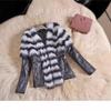 Two-Piece Striped Faux Fox Fur Leather Coat