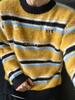 Unisex Sweter w Paski ze Sztucznego Norki w Stylu Retro, Luźny Sweter z Okrągłym Dekoltem, Styl Jesień/Zima
