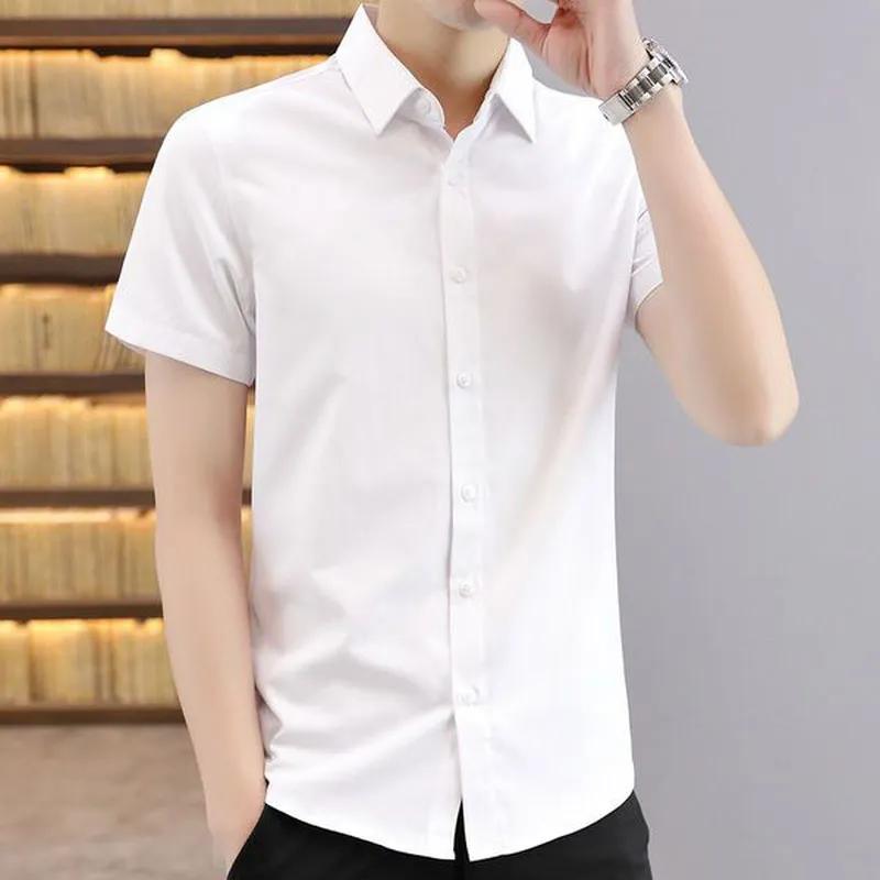 Herren Sommer Kurzarm Kariertes Hemd Jugend Hübsches Slim Button Top