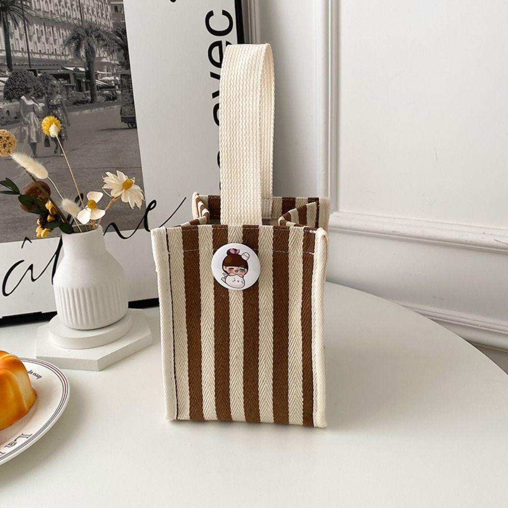 

with Short Handle Messenger Bag Striped Lunch Bag Casual Purse Picnic коричневый