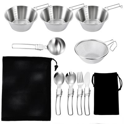 304 Edelstahl Kreative Berg Outdoor Camping Multifunktionale Schnee Schüssel Falten und Hängen Suppe Schüssel Kochutensilien