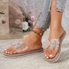 Fashion 2025 New Ladies Shoes Summer Outdoor Women's Slippers Fashion Daily Slippers Women Crystal Bow Tie Flat with Plus Size Sandals
