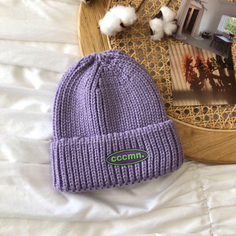 Letter Patch Knitted Beanies Hat Unisex 