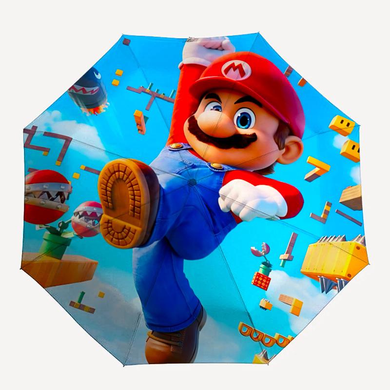 

1pc Mario Adventure Automatic Open/close Folding Portable Umbrella with 8-Rib Structure for Women/Men, All-Season Use a0901131