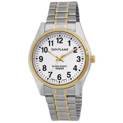 J-AXIS MJG-X01-T pour hommes (SUNFLAME Quartz Homme Flamme solaire) Montre ronde analogique en alliage d'argent