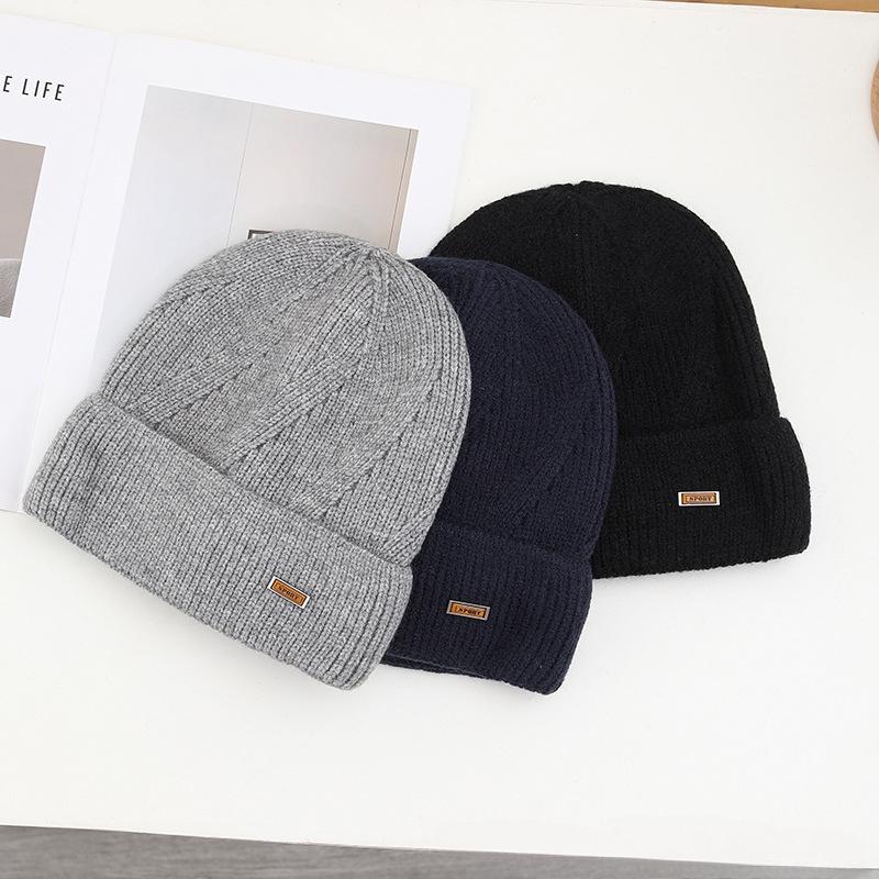 New Korean Knitted Hat for Men In Autumn and Winter Versatile Warm Ear Protection  Thickened Wool Plus Velvet Hat
