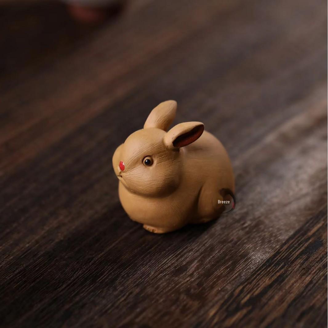 Yixing Zisha Cute Brushed Little Rabbit Tea Pet – Zodiac Rabbit Ornament