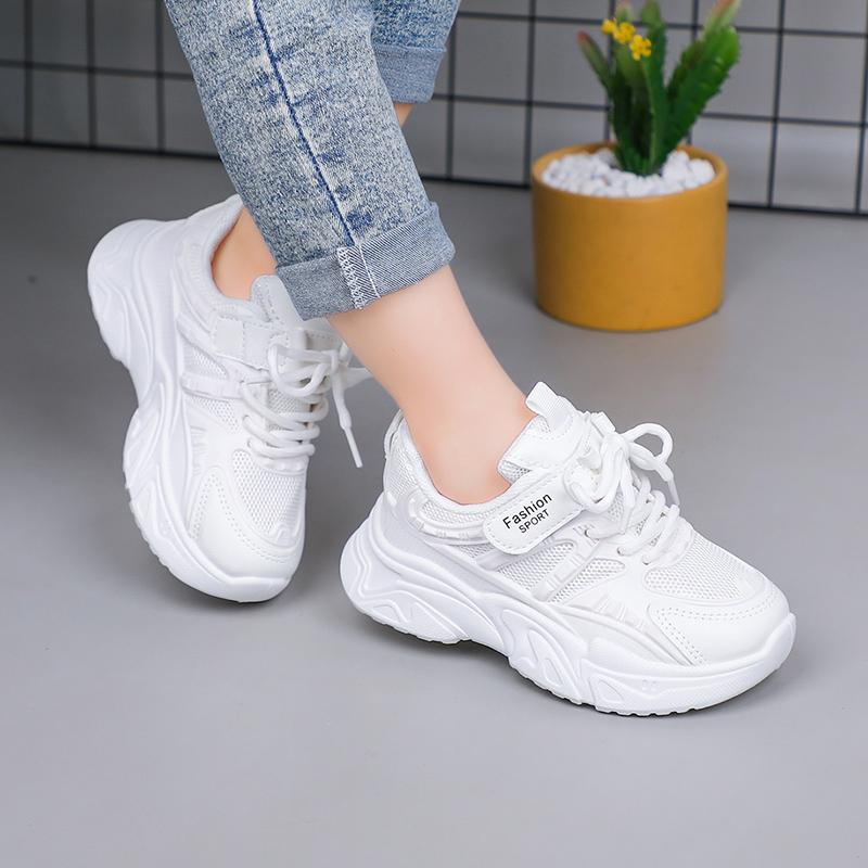 Spring New Fashionable kids shoes Comfortable Cute Casual Girls White Shoes Running Mesh Wear-Resistant Breathable Child Shoes