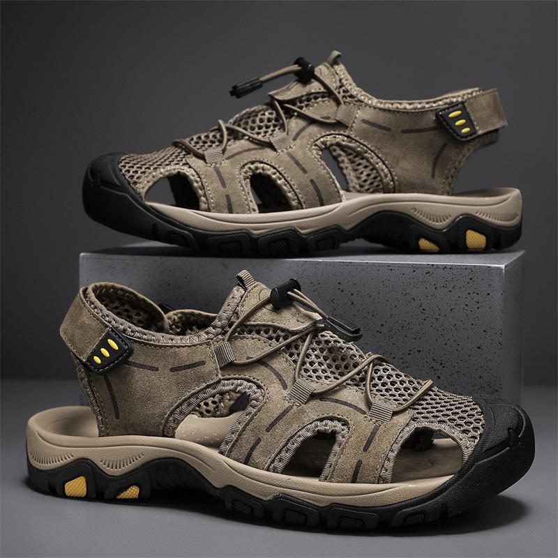 Men's 2024 Breathable Outdoor Sandals, Non-Slip Sport Beach Shoes with Hollow Design, Large Sizes Available