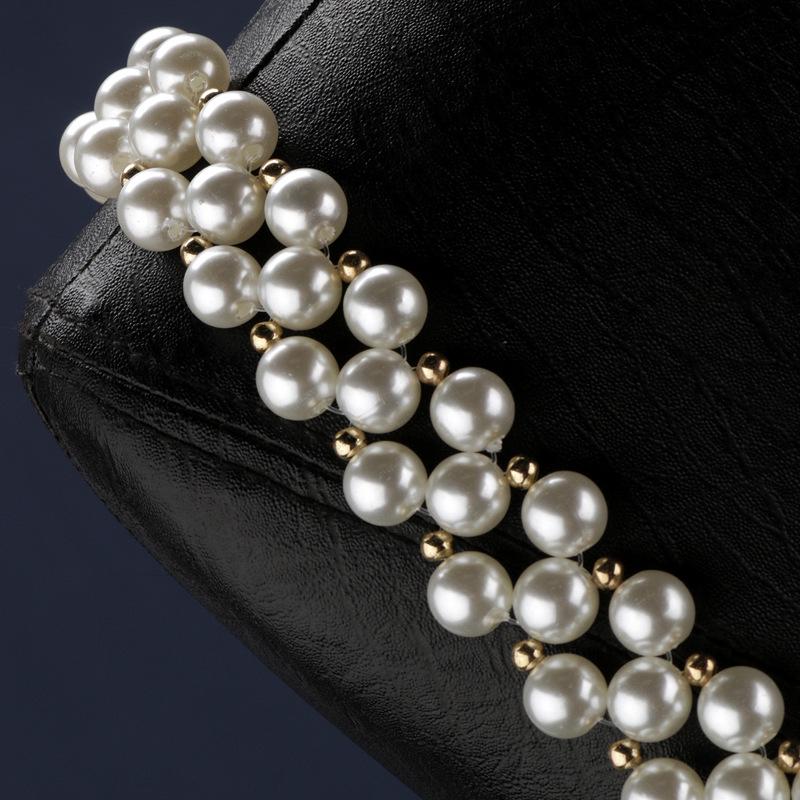 Elegant Strapless Pearl Embellished Vest with Body Chain