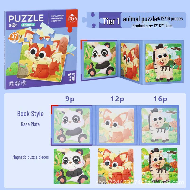 Children s Magnetic 3-in-1 Educational Puzzle for Kindergarten Logic and Concentration Development