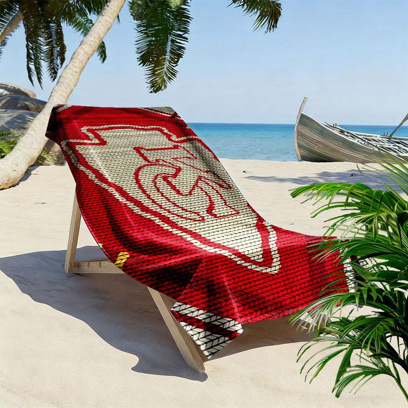 Kansas City Chiefs Print Beach Towel, Large Soft Quick Dry Towel for Beach Camping Swimming