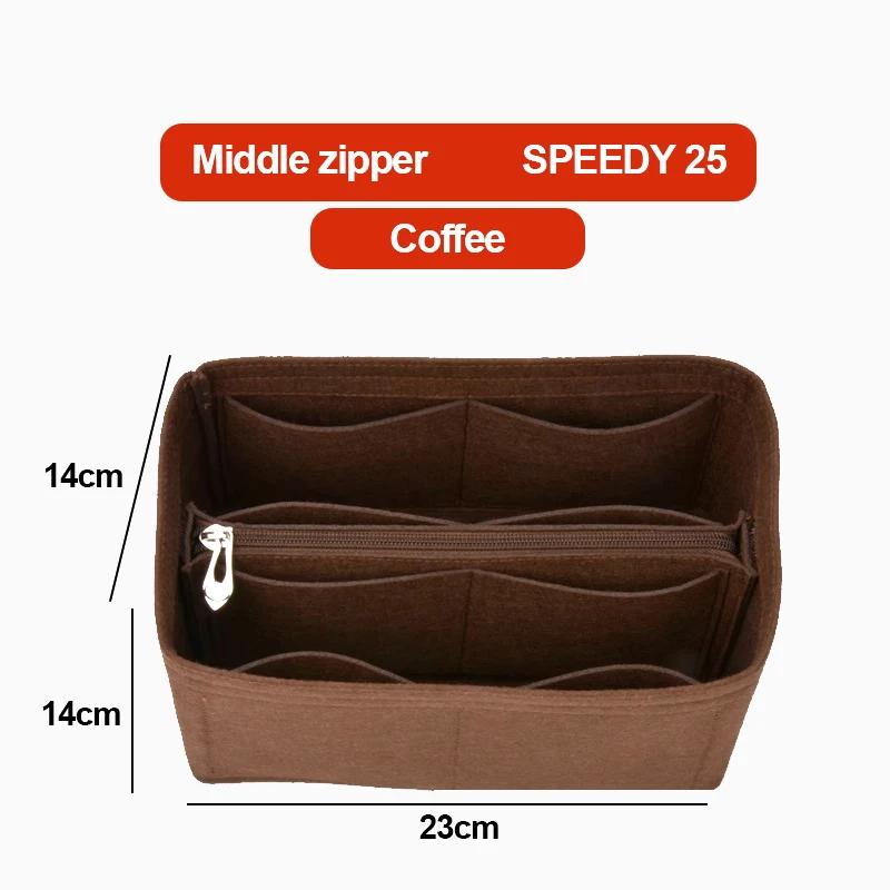 

Protable Felt Insert Women s Cosmetic Bag Organizer Insert With zipper Bag Shaper Storage Inner Purse Fit For Speedy 25 30 35