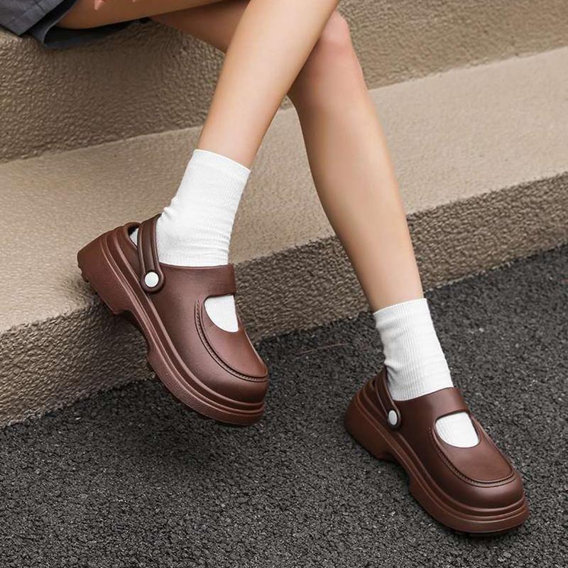 Outdoor Summer Vintage Solid Slippers Anti Slip Platform Home Soft Bottom Beach Slippers Women Waterproof Sandals Ladies Shoes