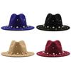 Fashion Classic Fedora Wool Big Brim Pearl Jazz Top Hat Church Hat Adult Dancer Costume Accessory Prop for Women and Men