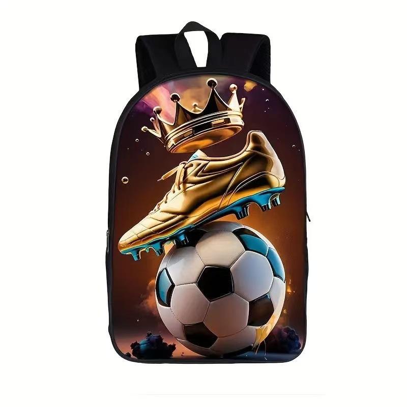 Student Cartoon 3D Printed Football Schoolbag Elementary School Backpack Anti-Splashing And Wear-Resistant Nylon Backpack 17inch x backpack bag
