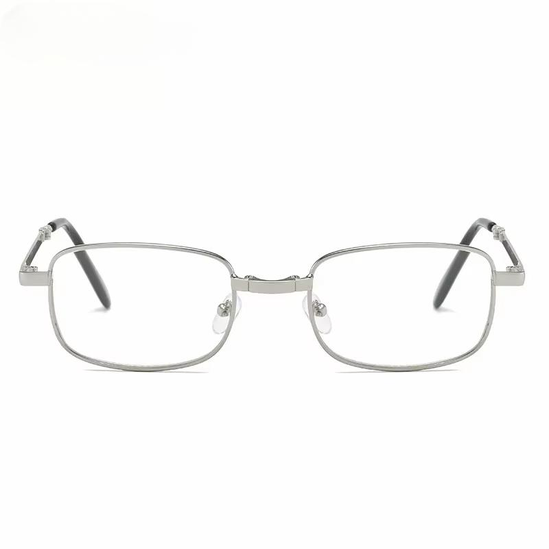 New Fashionable Foldable Square Metal Frame Dual Light Reading Glasses Blue Light Blocking And Eye Protection Diopter To +4.0