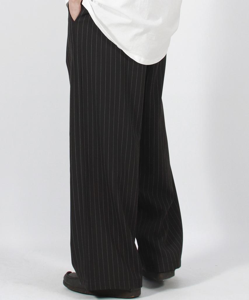 Deumakeu M Solid Stripe Wide Pants Black