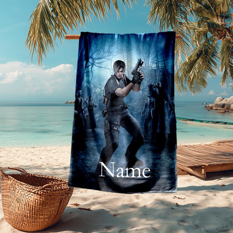 Custom Name Ultra-Soft Beach Towel with Resident Evil Theme,Ideal for Pool - Camping, Diving - Perfect Travel Essential, Vibrant Beach Towel.