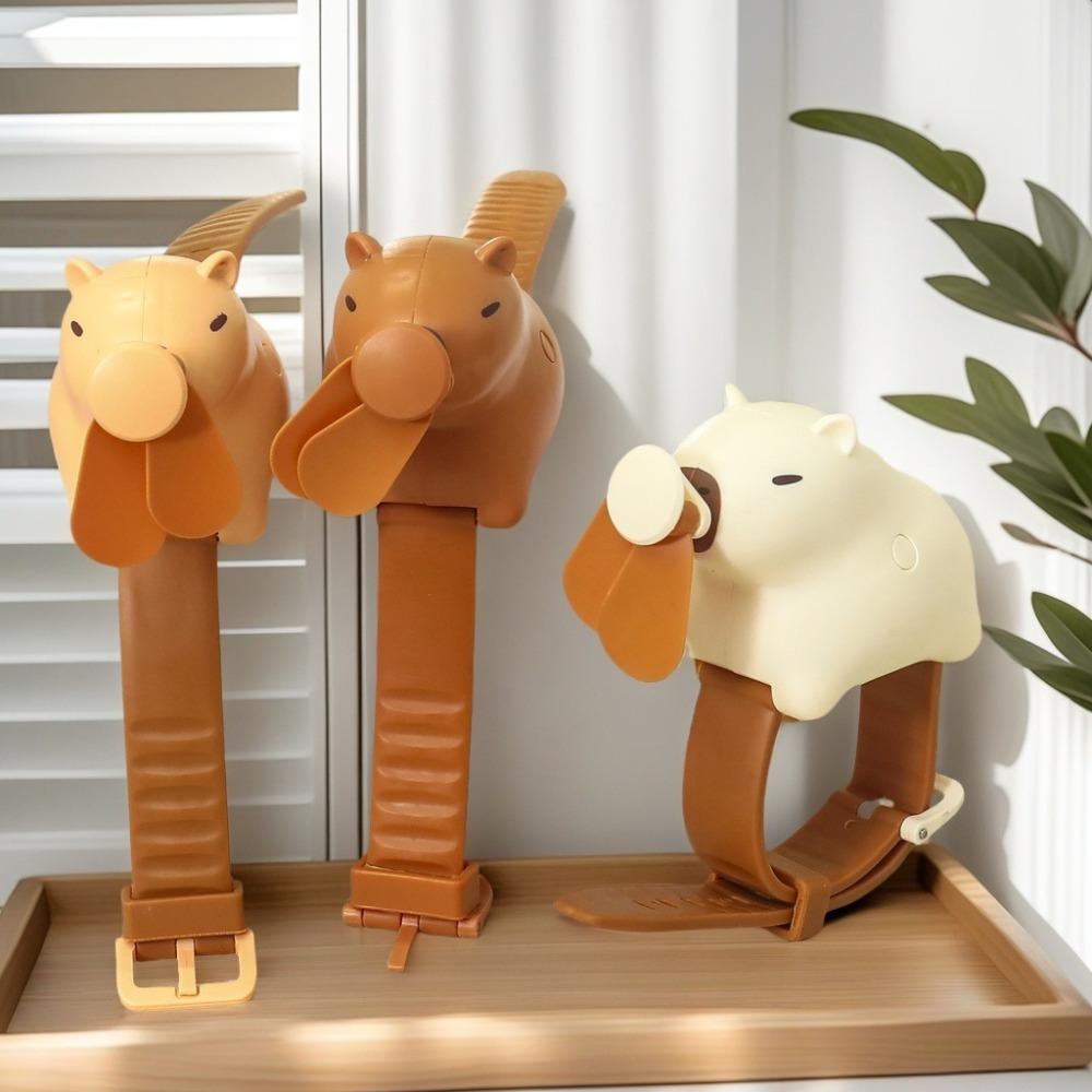 3 Speeds Portable Cute Watch Fan USB Charging Watch Small Fan Capybara Electric Fan Children