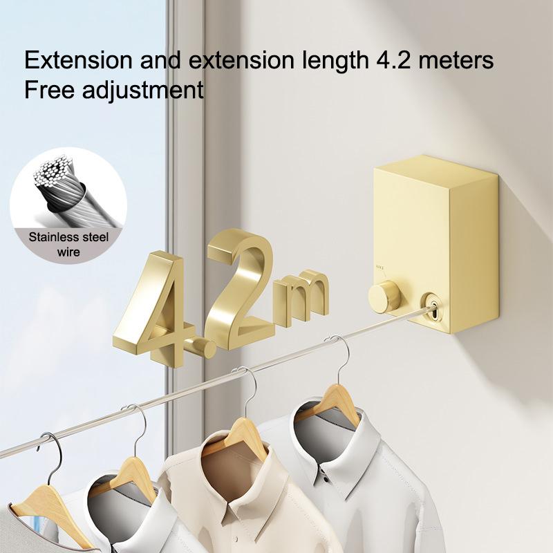 Varal Retrátil Sem Furos El Pendurado na Parede Rack para Secar Roupa Arame de Aço Interno Organizador Invisível Cabide de Lavanderia