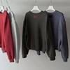 Four-Color Fleece-Lined Round Neck Sweatshirt with Mohair-Leather Label - Cozy Loose Fit for Autumn/Winter
