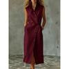 QICED Fashion Summer Spring Solid Color Print Sleeveless Casual Dresses