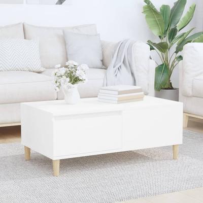 Vidaxl Sehpa, Beyaz 90X50X36,5 Cm, Ahşap Bazlı Malzeme