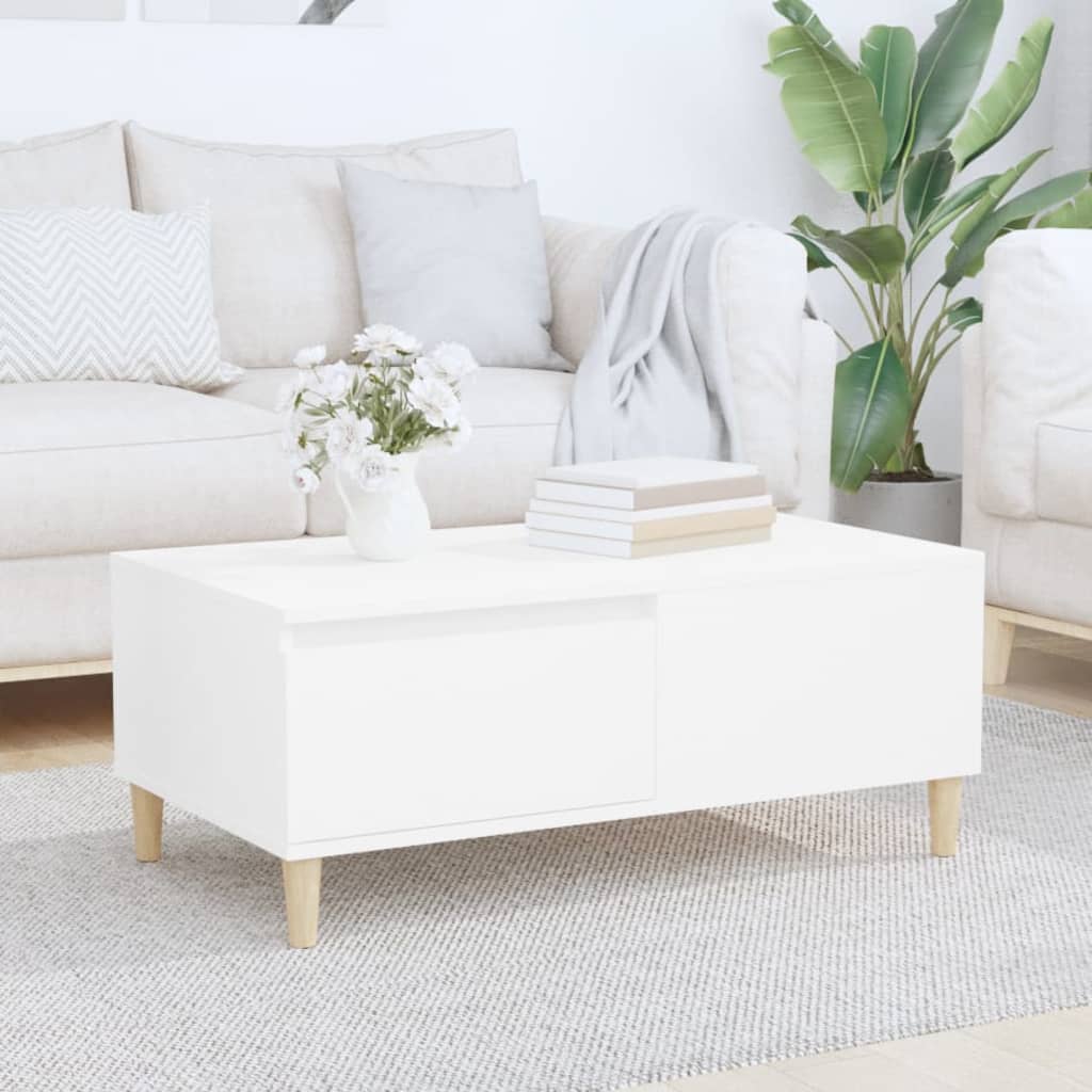 White Coffee Table 90 X 50 X 36.5 Cm Particleboard