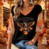 Women's Fashion V-Neck Printed 3/4 Sleeve Casual Top for Halloween