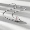 Xian Can S925 Silver Pink Zircon Brushed Ball Necklace for Women - Elegant Daily Jewelry