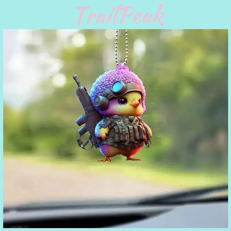 Cartoon Cute Battle Little Yellow Chicken Pattern Pendant For Decoration Car