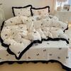 Korean Lace Floral Bedspread Set: Imitation Cotton, Single Dorm, 3-Piece