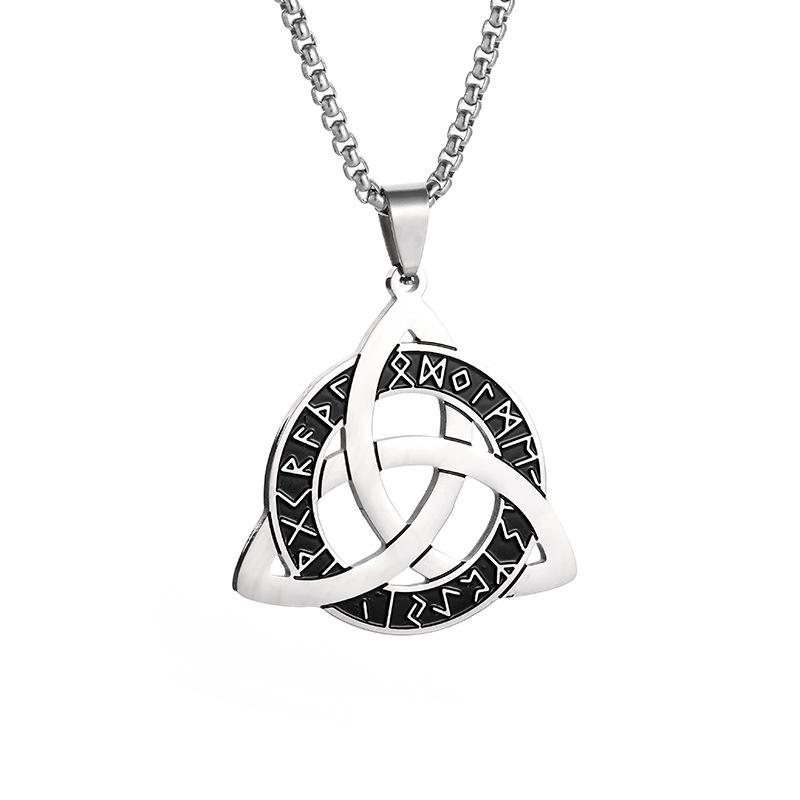 European and American Nordic Viking Stainless Steel Necklace Men and Women Necklace Retro Rune Pendant