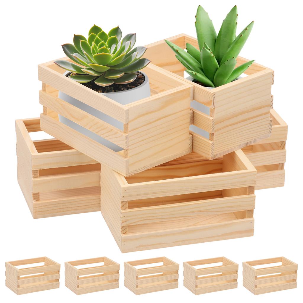 10Pcs Wooden Crates Nesting Decor Wood Box Farmhouse Storage Basket Container for Display and Organization Home Centerpieces