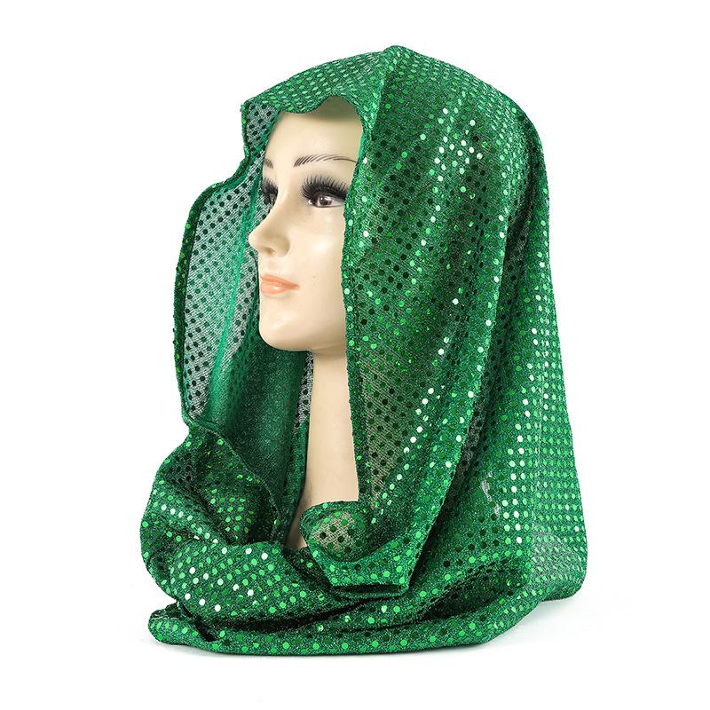 Women Glitter Sequin Hijab Scarf, Soft Mesh Sparkly Head Wrap, Solid Color Lightweight Muslim Headscarf, Fashion Shiny Turban Shawl