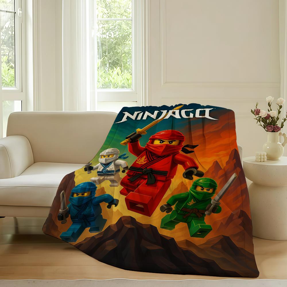 

Мультяшное классное одеяло L LegoS Ninjago для дивана, офиса, кровати, самолета, путешествий, сна, чтения, отдыха, кемпинга, мягкое и теплое 75x90cm