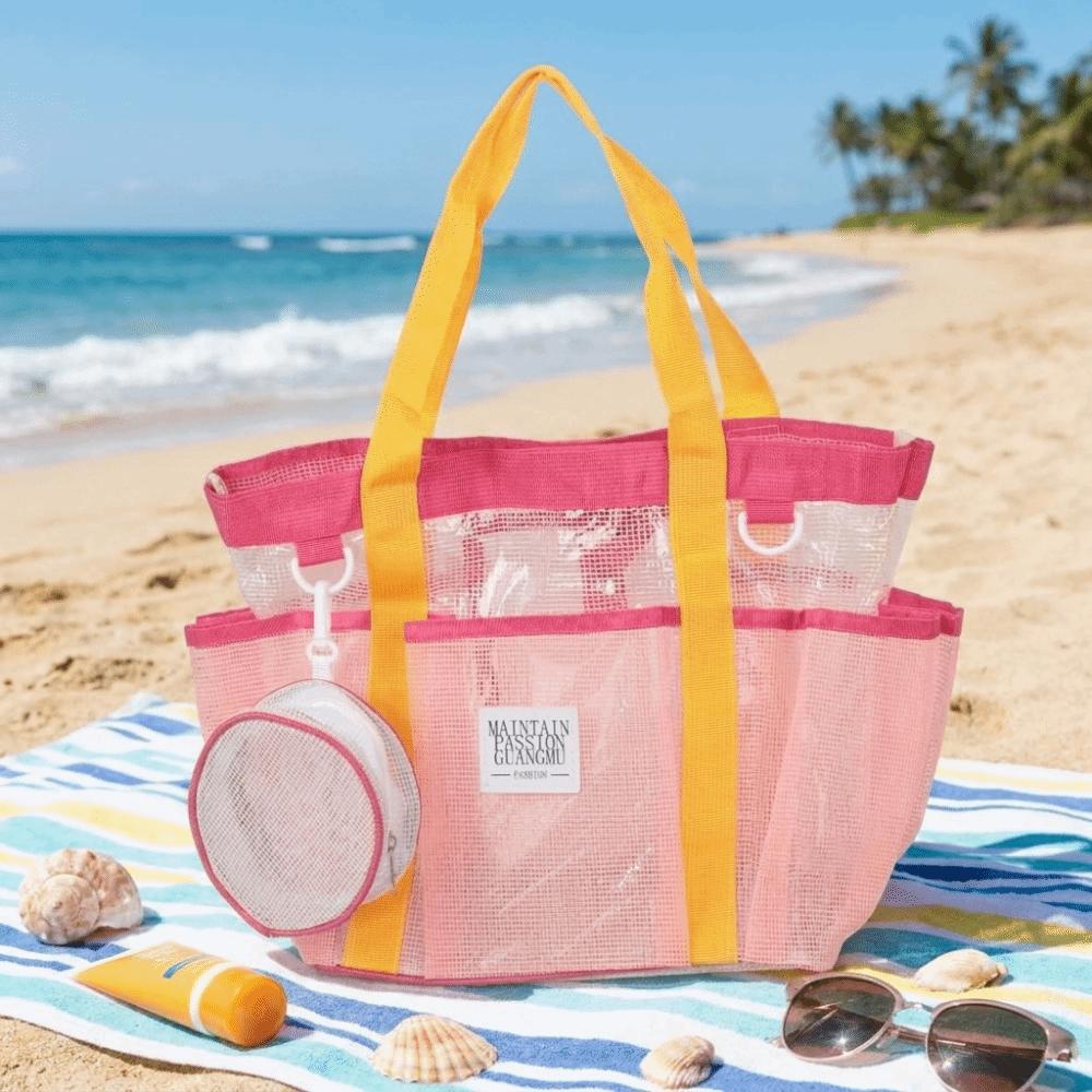 Large Capacity Mesh Swim Bag Breathable Beach Storage Bag  Toiletries Essential Organizer