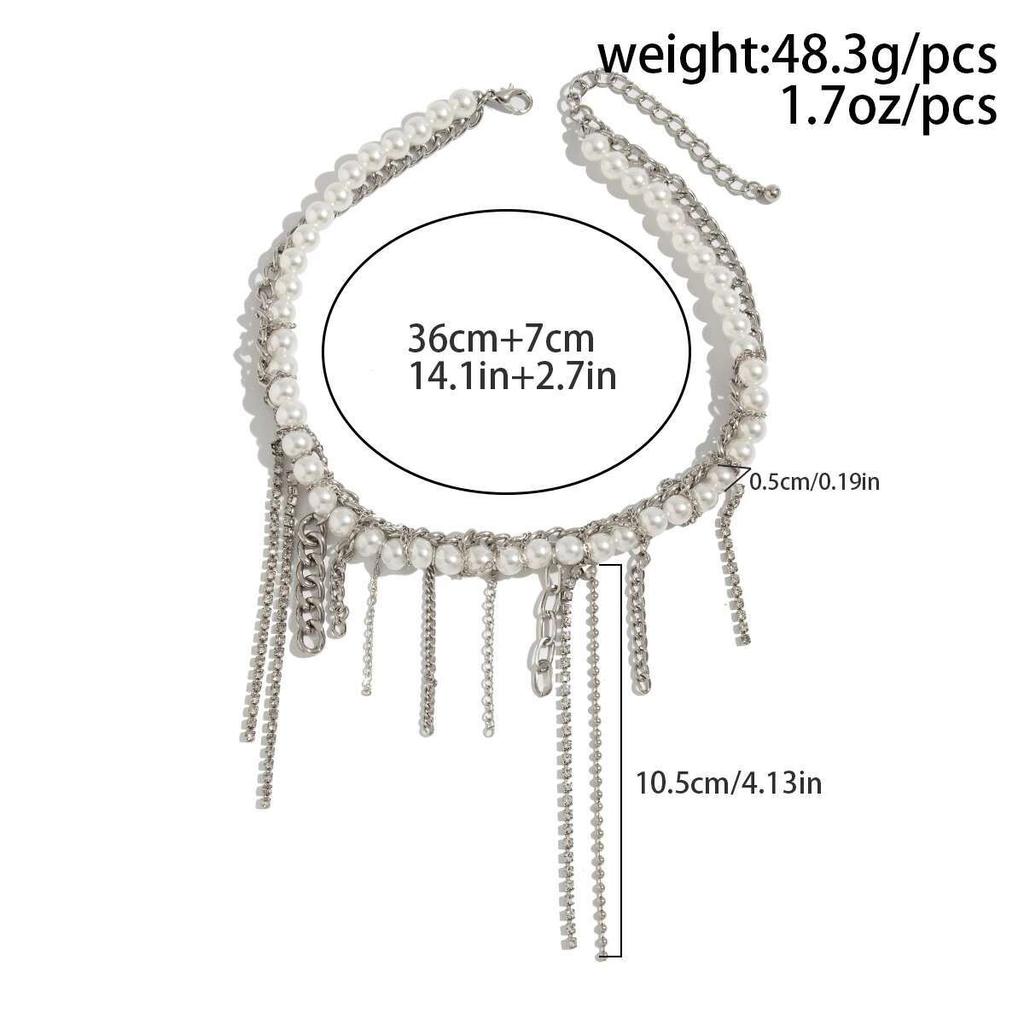 Ingemark Goth Tassel Link Pendant Choker Necklace for Women Trend 2026 Elegant Imitation Pearl Chain Wed Bridal Party Jewelry