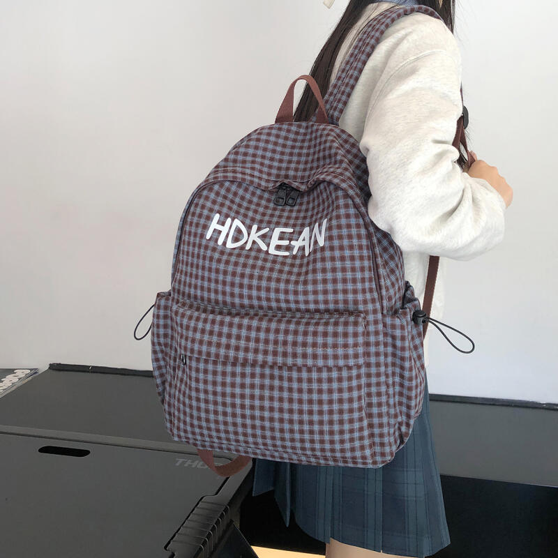 Junior School Bag Women's Check Backpack College Style Travel Backpack