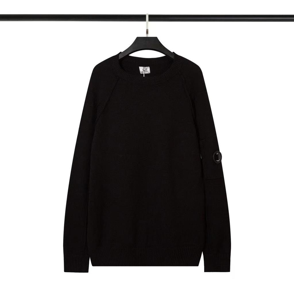 CP Lens Badge Knitwear: Versatile, Casual Loose Round Neck Sweater for Men - Autumn/Winter Edition