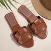 2025 New Summer Solid Color Flat Sandals 2025 Open Toe Outdoor Slippers Beach Women's Shoes Plus Size Zapatos De Mujer Slides