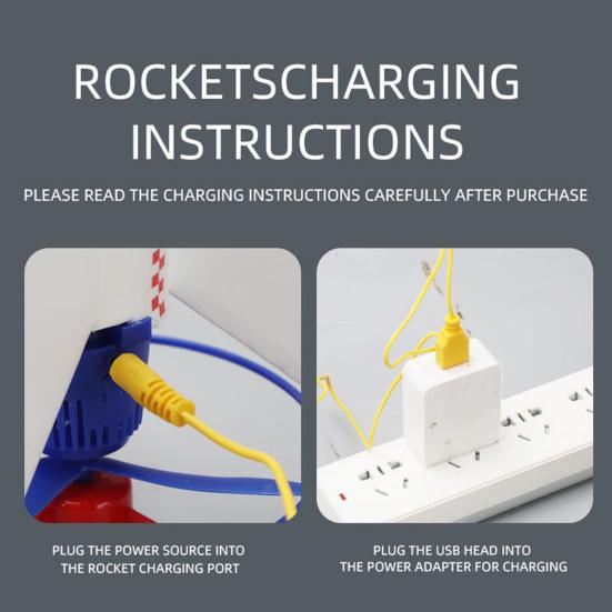 Auto Landing Kids Rocket Toy with Base Helicopter-like Propellers Fun Rechargeable Educational