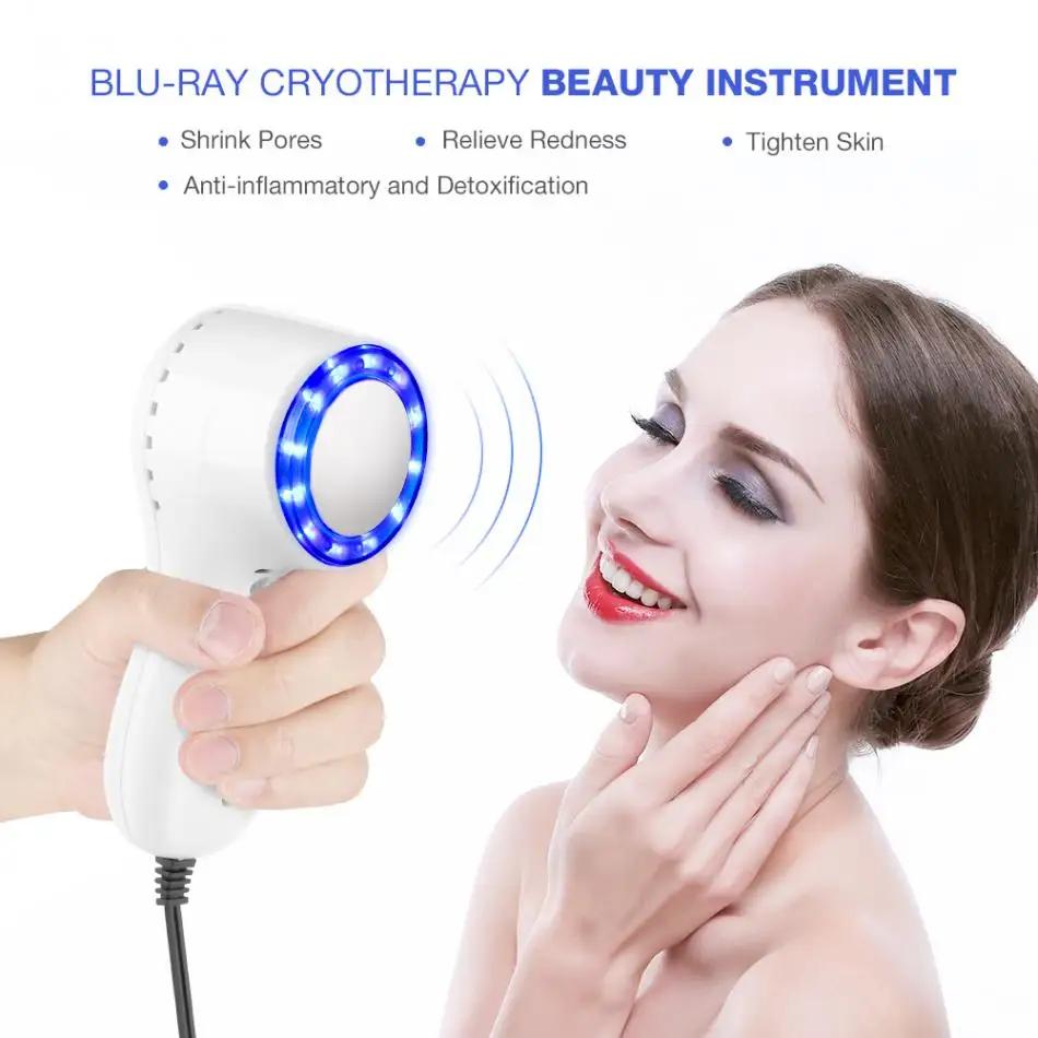 Blue Light Therapy Cold Hammer Facial Skin Massage Machine Cryotherapy Ice Healing Face Care Massager Beauty Lifting Skin Care