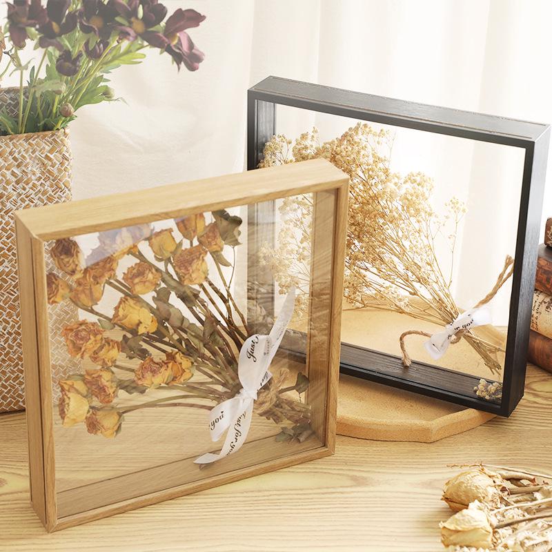 Modern Minimalist DIY Preserved Flower Mirror Frame - Decorative Hollow Picture and Dry Flower Display Stand