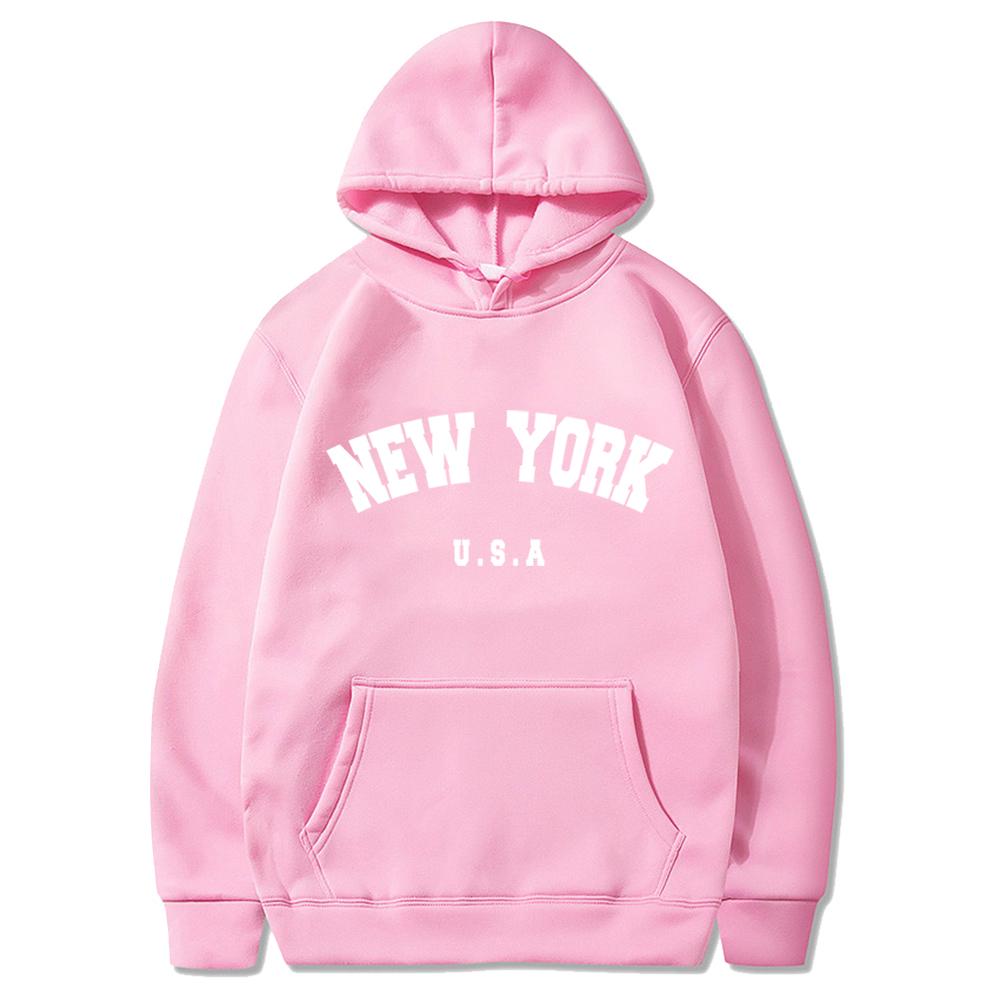 Men's New York U.S.A City Hoodies Fashion Letter Printed Graphic Sweatshirts Loose Casual Harajuku Hooded Pullover Sportwear
