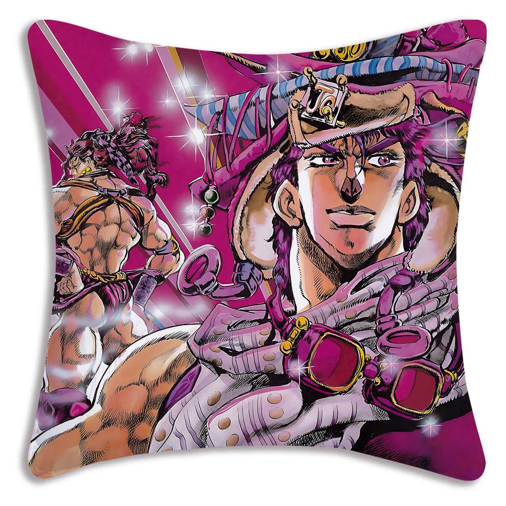 Cute JoJos Bizarre A-Adventure Pillow Covers Cartoon Sofa Decorative Home Double-sided Printing Short Plush Cute Cushion Cover