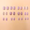 Gentle Nude Pink Flower Branch Wearable Nails Flower Glitter Short Fake Nails For Daily Commuting Wearable Nails