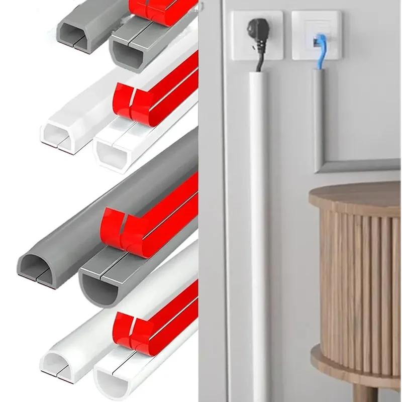 1M/roll Flexible Cord Management Channel,Invisible Decorative Wire Cover, Anti-Step Protector, Adhesive Cable Raceway with Cap