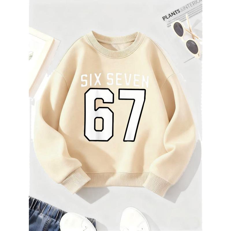 Kids Unisex 67 Number Meme Sweatshirt • Crewneck Sweatshirt • Funny 67 Kids' Design • Fashionable Casual Street Style with Number 67 Print
